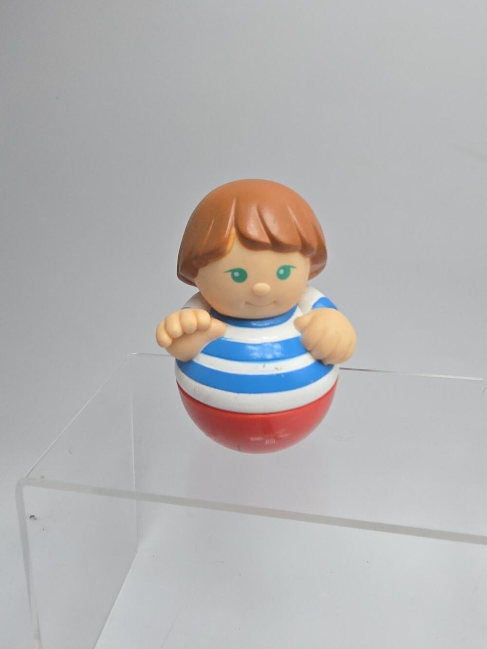 Weeble Wobble Figure Boy Striped Shirt Hasbro Vintage